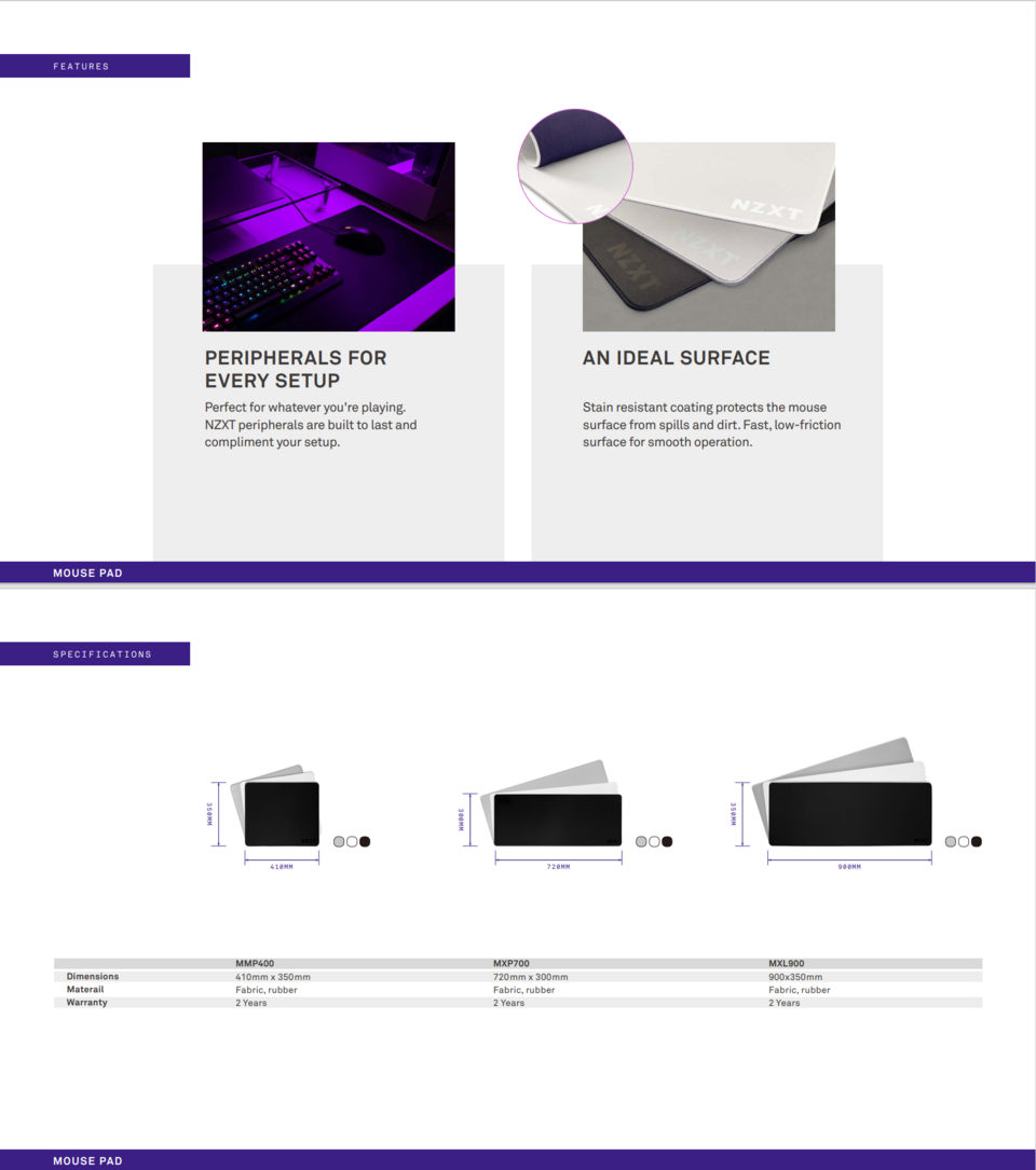 NZXT MXL900 Grey XL Extended Mouse Pad MMXXLSPGR Computer Alliance